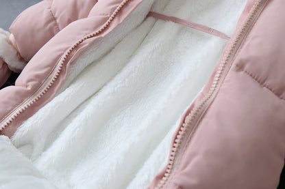 Infant Winter Snowsuit with Hood, Double Front Zippers and Quilted Design, Fleece-Lined Baby One-Piece for Boys and Girls, 3-24 Months