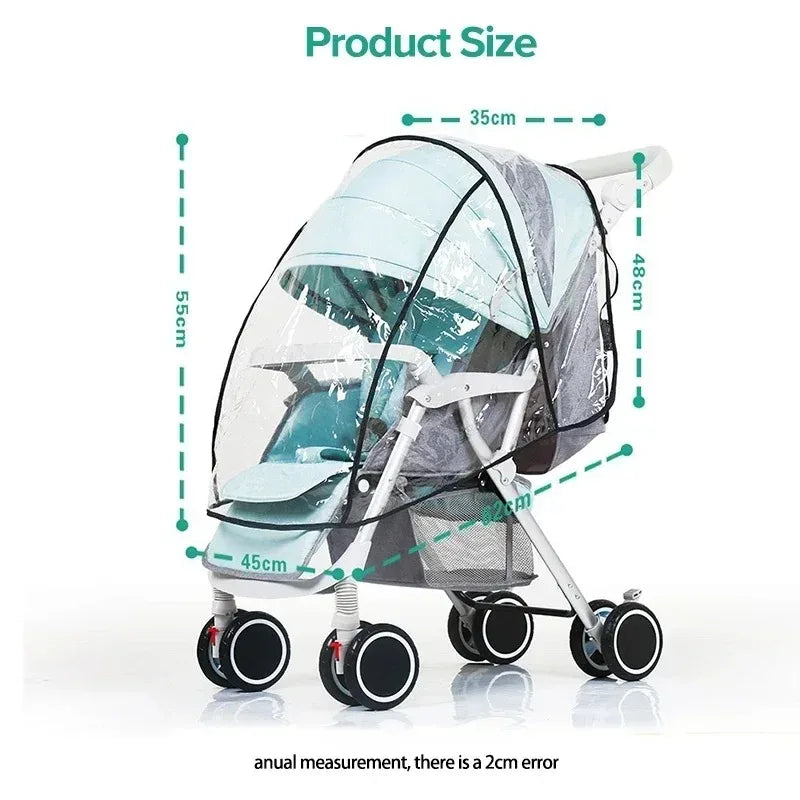 Transparent Stroller Rain Cover with PVC or Zippered EVA Options, Clear Pram Weather Shield with Ventilation Holes for Rainy-Day Family Outings