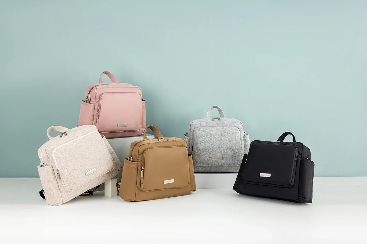 Diaper Bag Backpack with Wide Front Zip Pocket, SOBOBA Baby Essentials Organizer with Side Pockets and Top Handle, 34 x 32 x 12 cm