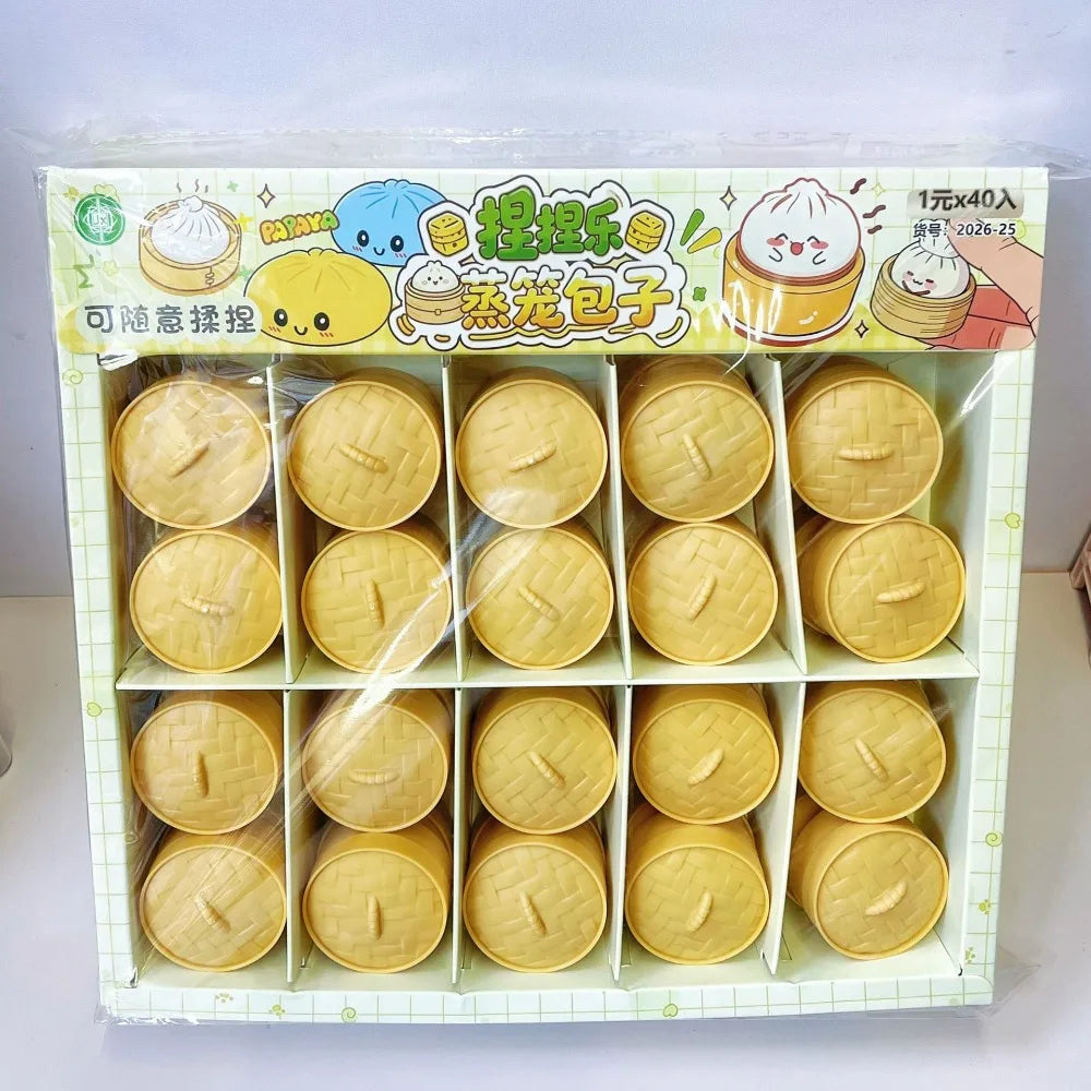 Dumpling Squishy Toys, 40-Piece Mini Food-Shaped TPR Squeeze Fidget Set in Random Colors and Styles for Sensory Play and Novelty Gifts