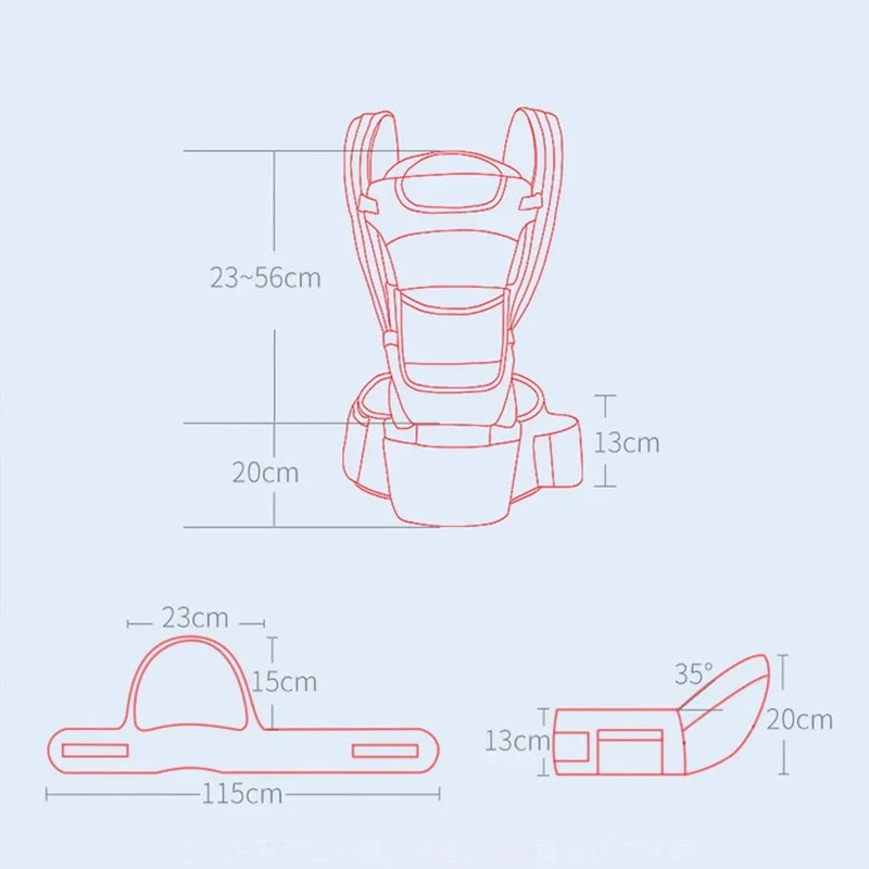 Hip Seat Baby Carrier with Padded Shoulder Straps, Wide Waist Belt and Zippered Storage Pocket, Babywearing Gear in Solid and Floral Color Options