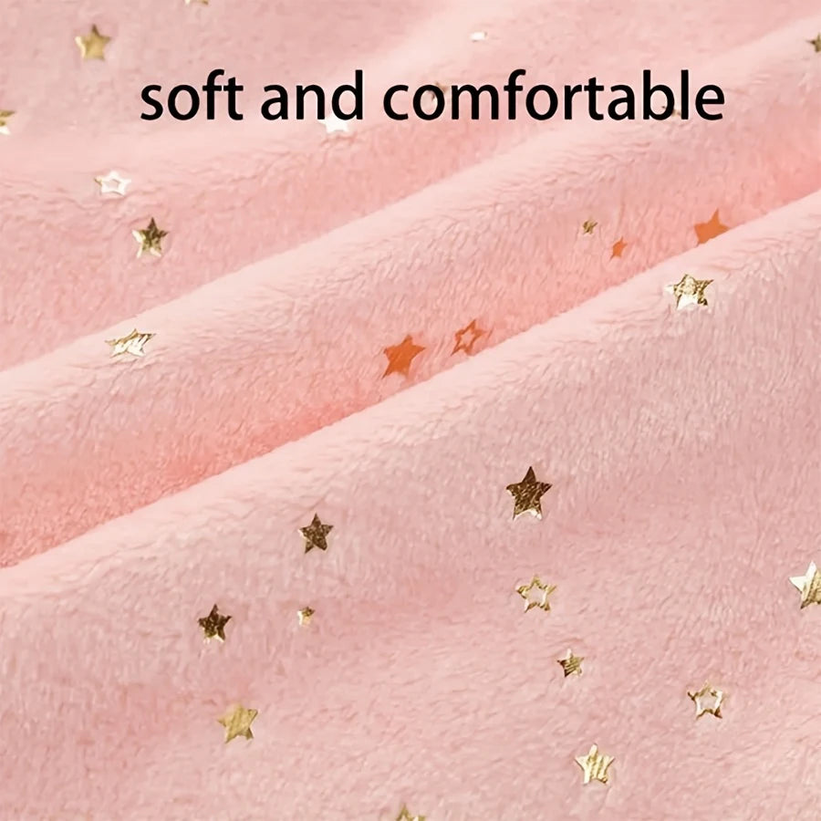 Gold Star Baby Swaddle Wrap for Newborns, Wrap Around Blanket with Overlapping Panels in White, Pink or Blue, Single Piece Nursery Gift