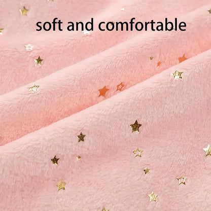 Gold Star Baby Swaddle Wrap for Newborns, Wrap Around Blanket with Overlapping Panels in White, Pink or Blue, Single Piece Nursery Gift