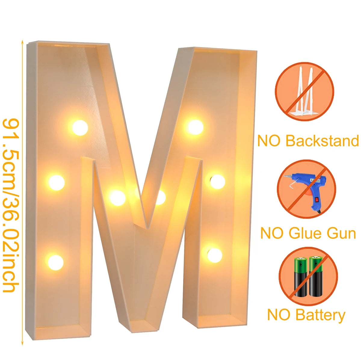 Giant Marquee Letter Frame Box, 91.5cm LED Light-Style Alphabet Display for DIY Names, Baby Showers, First Birthdays and Wedding Party Decor