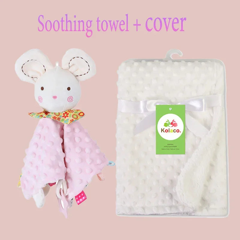 Embroidered Name Baby Blanket and Animal Comforter Options, Personalized Minky Bubble-Texture Keepsake with Single-Item and Two-Piece Gift Choices