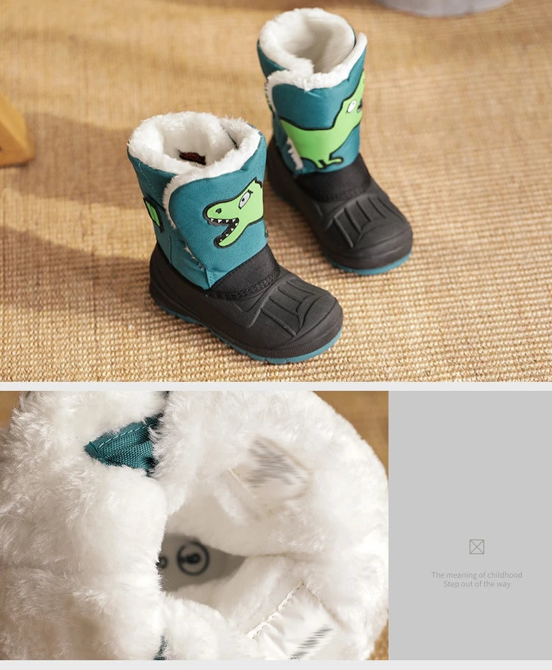 Kids Unicorn Winter Boots with Plush Trim, Gold-Tone Horn and Ear Details, Pink and White Fantasy-Themed Cold-Weather Footwear for Girls