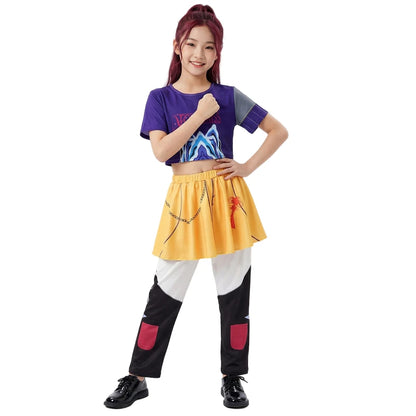 Girls Cosplay Costume Set for Halloween, Dance Performances and Dress-Up with Jacket, T-Shirt and Shorts or Top-and-Pants Outfit Options