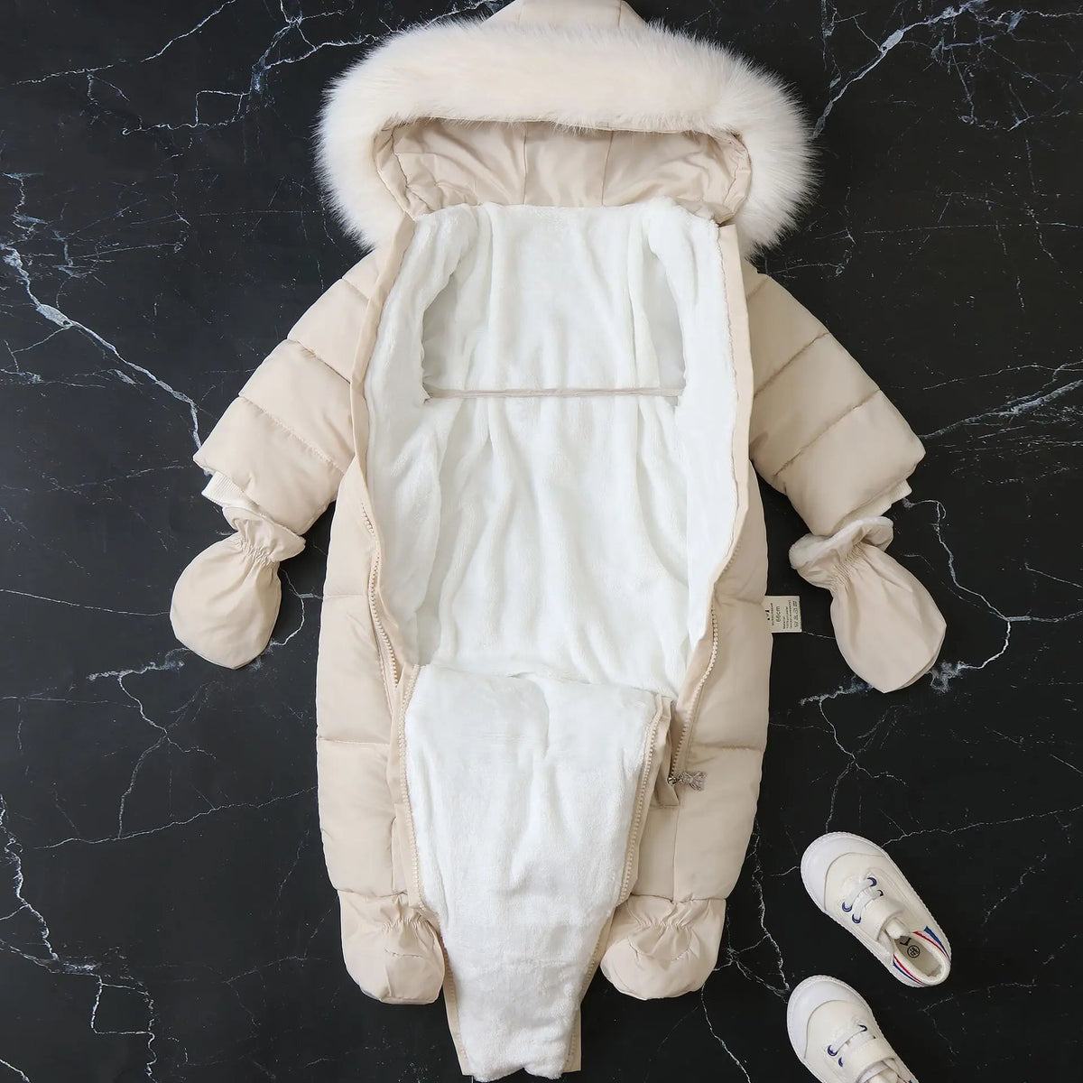 Infant Winter Snowsuit with Hood, Double Front Zippers and Quilted Design, Fleece-Lined Baby One-Piece for Boys and Girls, 3-24 Months