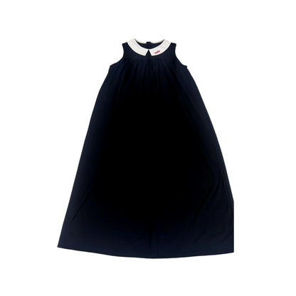 Black and White Collar Kids Outfits, Girls Long Dress and Baby Clothing Set Options with Contrast Collar Detail and Cardigan for Sibling Photos