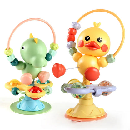Animal Suction Activity Toy with Colorful Beads and Rattle Rings, Cartoon Tabletop Play Accessory for Supervised Reaching and Hands-On Exploration