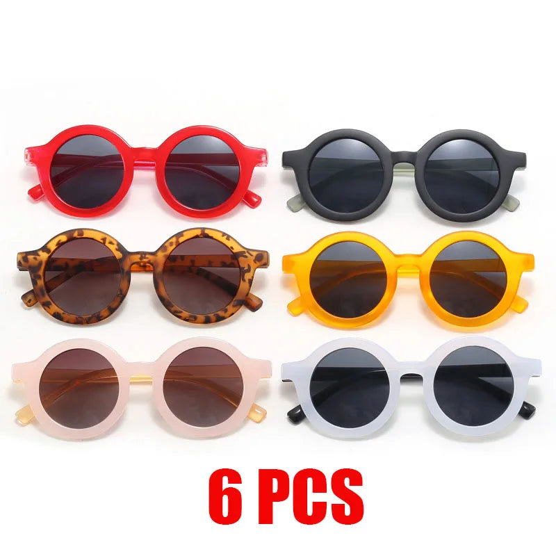 Kids Retro UV400 Sunglasses for Boys and Girls Ages 2-8, Colorful Fashion Shades in Assorted Frame Styles for Summer Outings and Family Photos