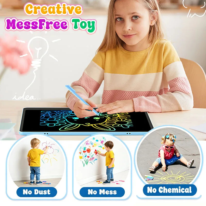 Erasable LCD Writing Board for Kids, 8, 11, 13 or 16 Inch Color Drawing Tablet with Stylus for Doodles, Handwriting and Number Practice