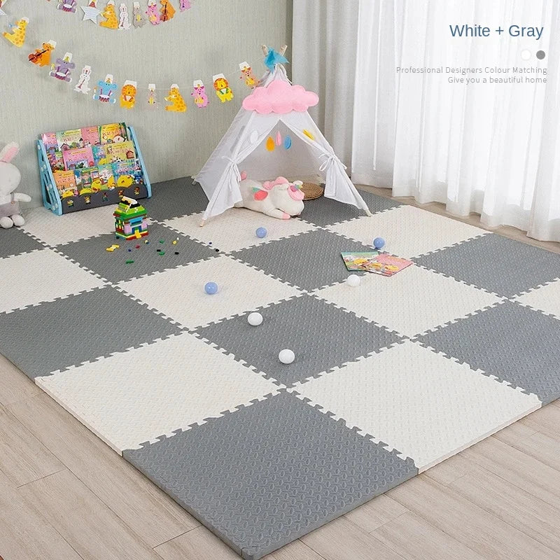 Baby Puzzle Play Mat with 30 cm Interlocking Foam Tiles, 1 cm Thick Textured Floor Padding in 8 or 16 Pieces for Supervised Indoor Play