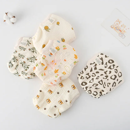 Baby Wrap Cloth Diaper with Adjustable Waist Tabs, Reusable Cotton Nappy in Animal and Rainbow Prints, Single-Piece Infant Changing Essential