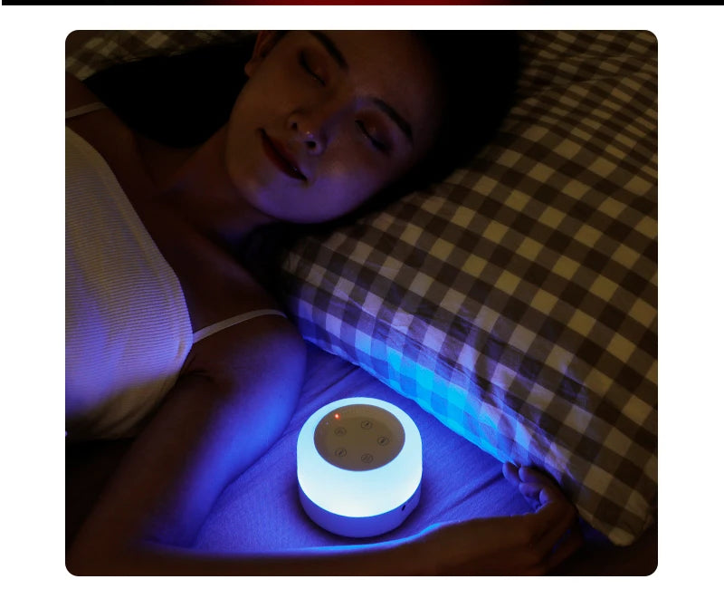 Color Light White Noise Machine with 7 Light Effects and 12 Sounds, 2000mAh Rechargeable Battery, Compact Sound Device for Nursery and Travel