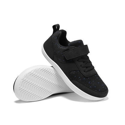 Kids Breathable Mesh Walking Shoes with Wide Toe Design, Hook-and-Loop Strap and Textured EVA Soles in Blue, Black, Pink or Grey