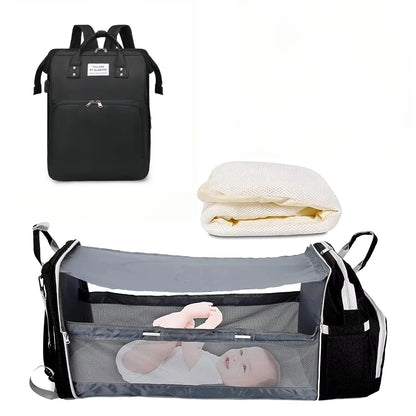 Diaper Backpack with USB Port and Fold-Out Changing Station, Type 1 and Type 3 Baby Essentials Bag with Organized Storage for Moms and Dads