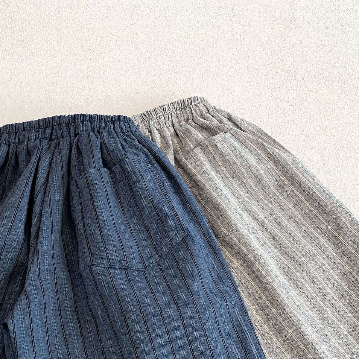 Cotton Toddler Striped Pants with Pull-On Elastic Waist, Relaxed Long Trousers for Boys and Girls in Six Colors, Sizes 12-24M to 5-6Y