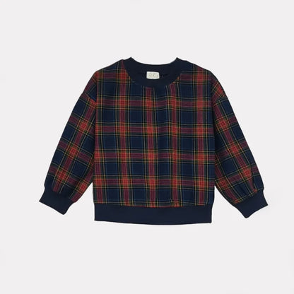 Navy Tartan Sibling Matching Outfits, 100% Cotton Plaid Jumper Dresses, Teen Skirts, Baby Rompers and Coordinating Boys and Girls Tops