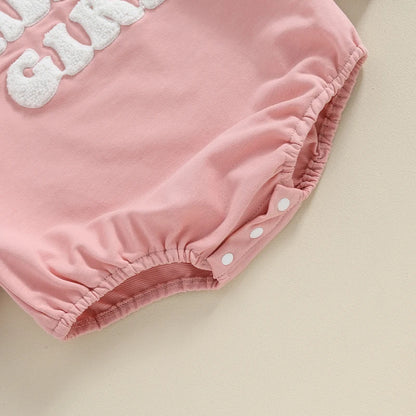 Daddy's Girl Baby Sweatshirt Romper with Letter Embroidery, Cotton-Blend Long Sleeve Crew Neck One-Piece Outfit for Spring and Fall, 3M-18M