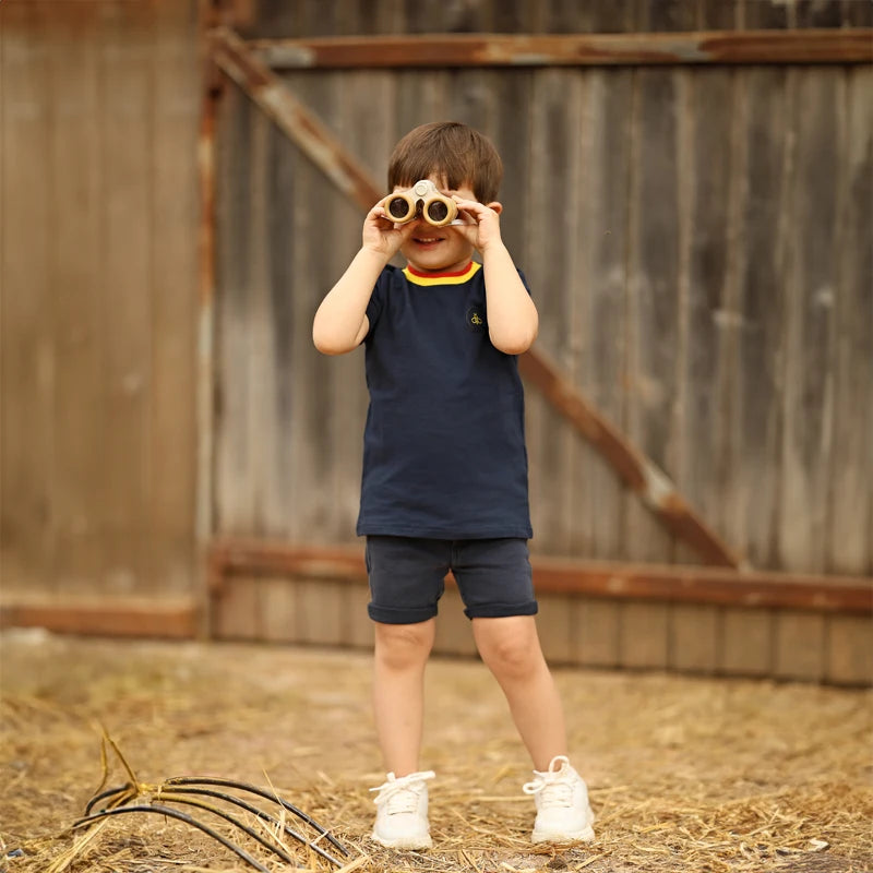 Striped Collar Kids Matching Outfits with Bee Motifs, Boys Shirts, Girls Dress and Top-Skirt Sets, Baby Top-and-Shorts Options for Sibling Photos