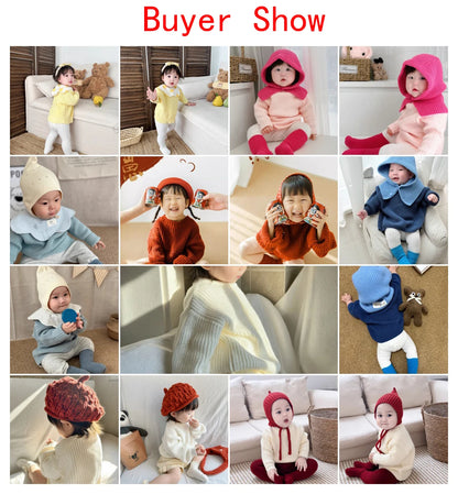 Cotton Crewneck Baby Sweater for Boys and Girls, Long Sleeve Ribbed Knit Pullover for Infants and Kids, Everyday Cool Weather Layering