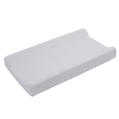 Muslin Cotton Changing Pad Covers 2-Pack with Elastic Edges, Double-Layer Baby Diaper Mat Covers for Newborn Nursery Care and Baby Shower Gifts