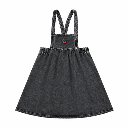 Black Denim Family Matching Outfits with Embroidered Details, Girls Dresses and Skirts, Boys Shirts and Baby Sets for Sibling Photos