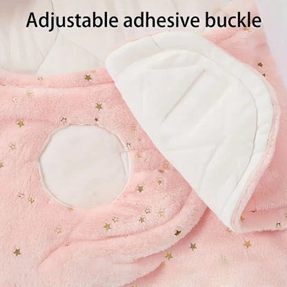 Gold Star Baby Swaddle Wrap for Newborns, Wrap Around Blanket with Overlapping Panels in White, Pink or Blue, Single Piece Nursery Gift