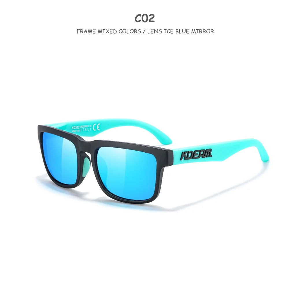 Kids Square Polarized Sunglasses by KDEAM, Lightweight TR90 Frames with Silicone Nose Pads for Boys and Girls Outdoor Play and Travel