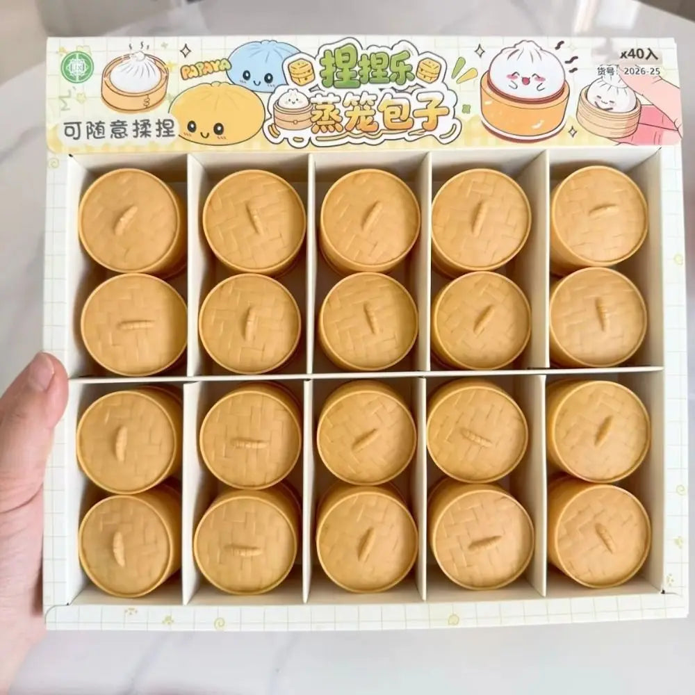 Dumpling Squishy Toys, 40-Piece Mini Food-Shaped TPR Squeeze Fidget Set in Random Colors and Styles for Sensory Play and Novelty Gifts