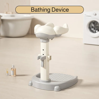 Adjustable Kids Shower Stand with Wraparound Support, Textured Base and Showerhead Holder, Gray or Brown Options for Adult-Supervised Bathing