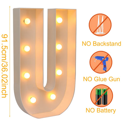 Giant Marquee Letter Frame Box, 91.5cm LED Light-Style Alphabet Display for DIY Names, Baby Showers, First Birthdays and Wedding Party Decor