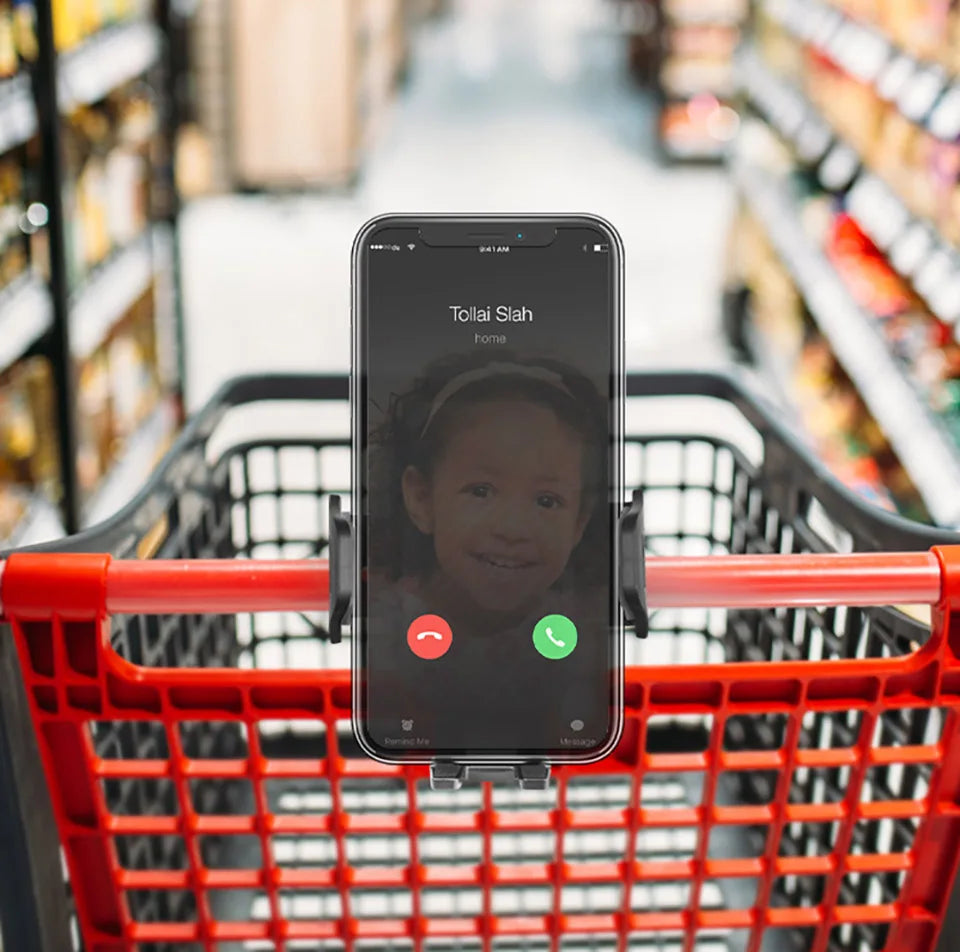 Stroller Drink and Phone Holder with Handlebar Clamp, Black Cup and Bottle Organizer with Separate Phone Cradle for Parent Walks and Family Outings