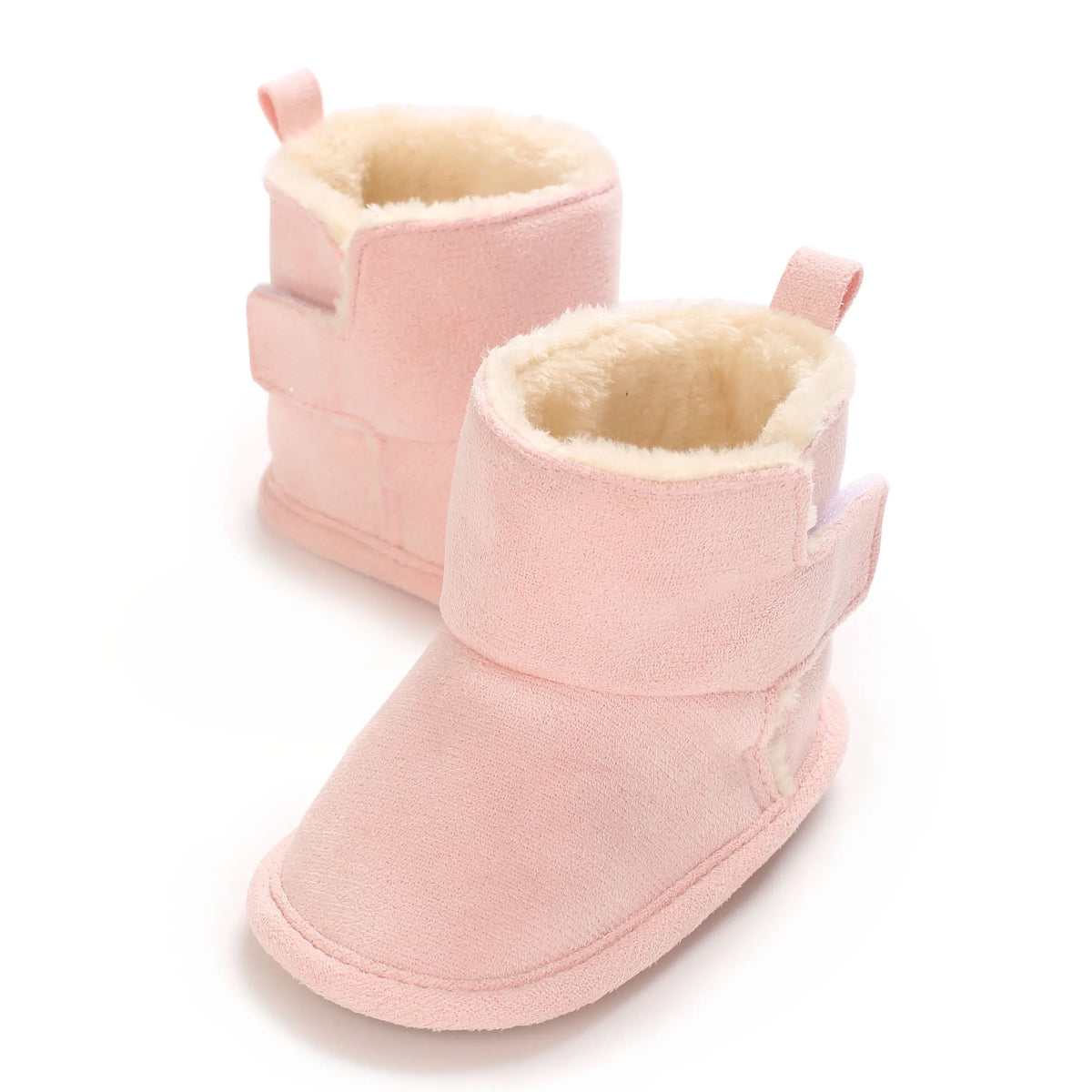 Soft Sole Baby Winter Boots with Plush Lining and Hook-and-Loop Closure, Brown Pink or Apricot Infant Shoes for Boys and Girls, 0-18 Months