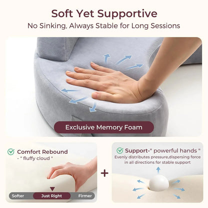 Memory Foam Nursing Pillow with Adjustable Waist Strap and Removable Cover, 22.6 x 14.5 Inch Support Cushion for Supervised Baby Feeding
