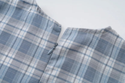 Blue Plaid Girls Maxi Dress and Tie-Front Knit Cardigan Options, Sleeveless Ruffle-Hem Dress or Cropped Long-Sleeve Layer for Teens