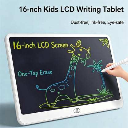 Erasable LCD Writing Board for Kids, 8, 11, 13 or 16 Inch Color Drawing Tablet with Stylus for Doodles, Handwriting and Number Practice
