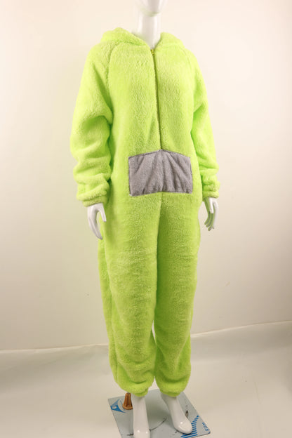 Teletubbies Hooded Onesie Costume for Kids and Adults, Soft Long-Sleeve Character Jumpsuit for Cosplay, Halloween and Family Dress-Up