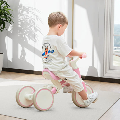 Toddler Tricycle 3-in-1 with Parent Push Handle, Pink Ride-On with Quiet EVA Wheels, Carbon Steel Frame and Adjustable Seat for Ages 1–4