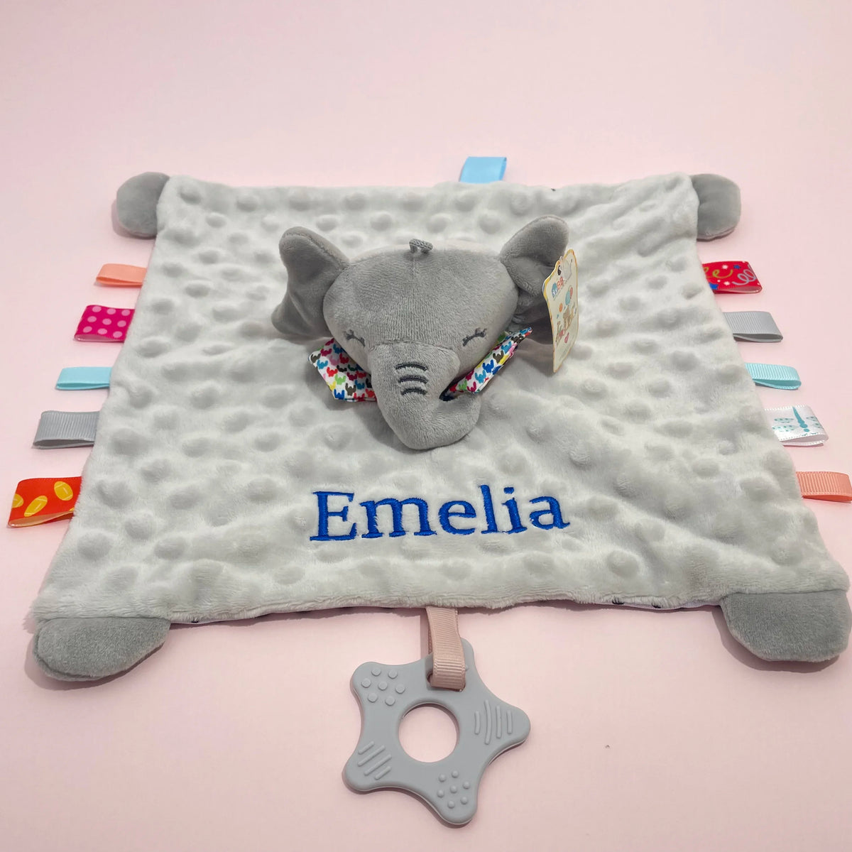Embroidered Name Baby Blanket and Animal Comforter Options, Personalized Minky Bubble-Texture Keepsake with Single-Item and Two-Piece Gift Choices