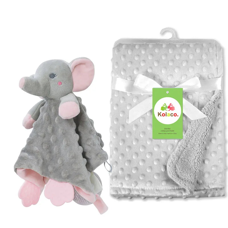 Personalized Minky Baby Blanket and Animal Lovey Options with Custom Name Embroidery, Textured Dot Keepsake for Boys and Girls and Baby Shower Gifts