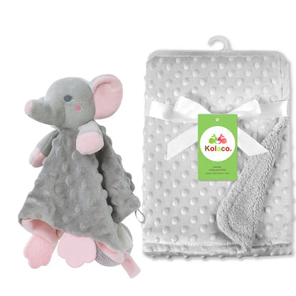 Personalized Minky Baby Blanket and Animal Lovey Options with Custom Name Embroidery, Textured Dot Keepsake for Boys and Girls and Baby Shower Gifts