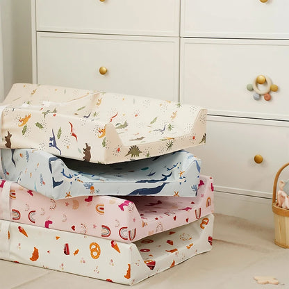 Diaper Changing Pad with Printed or Solid Color Designs, Contoured Sides and Buckle Strap, Wipeable Baby Mat for Dresser and Changing Table Care