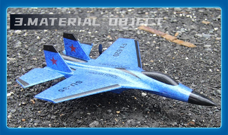 RC Airplane SU35 Fighter, Oike EPP Foam Plane with 2.4 GHz Control, Gyroscope and LED Lights for Outdoor Flying, One or Two Battery Options