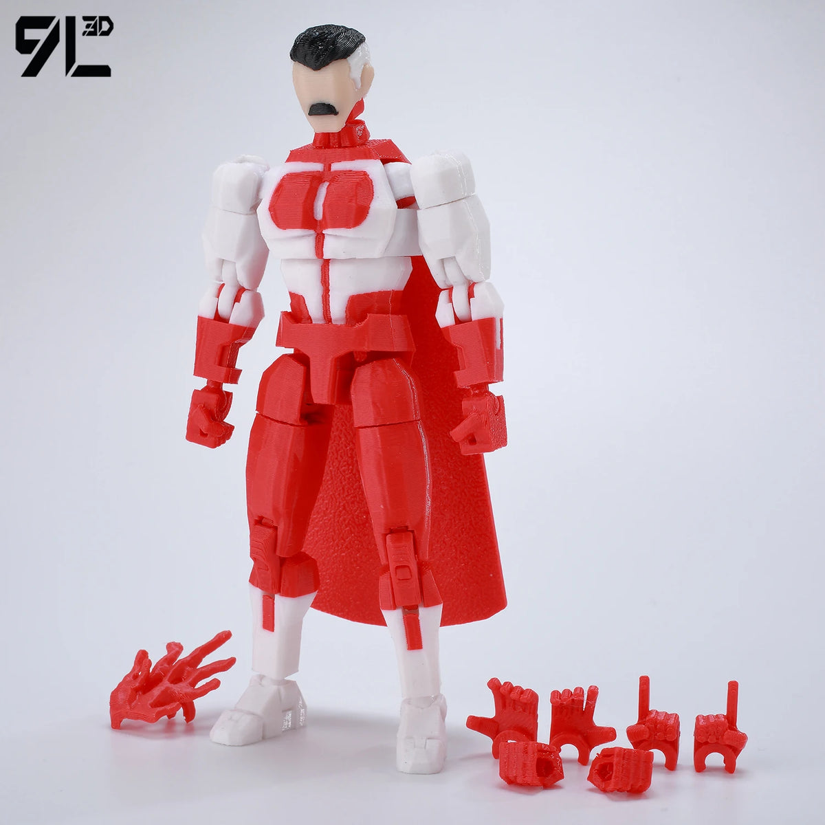 Articulated Superhero Action Figure, 3D Printed PETG Collectible with 30+ Poseable Joints, Interchangeable Parts and Accessories for Display