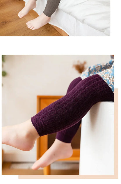 Ribbed Footless Leggings for Babies and Toddler Girls, Solid Color Knit Bottoms in Six Colors and Four Size Groups for Everyday Outfit Layering