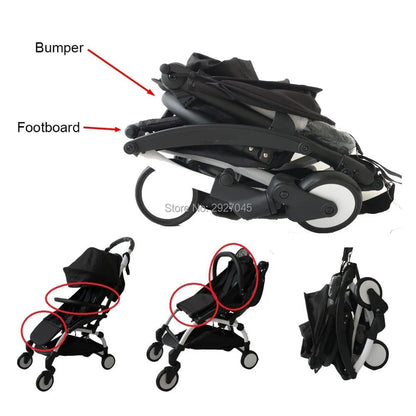 YOYO Compatible Bumper Bar and Footboard Combo by MomTan, 21 x 32 cm Footrest with Seamed PU Leather, Zippered PU Leather or EVA Armrest Options