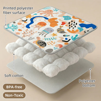 Foldable 50-Inch Baby Crawling Mat with Soft Padding, Machine-Washable Boho Playpen Floor Mat for Infants and Toddlers at Home