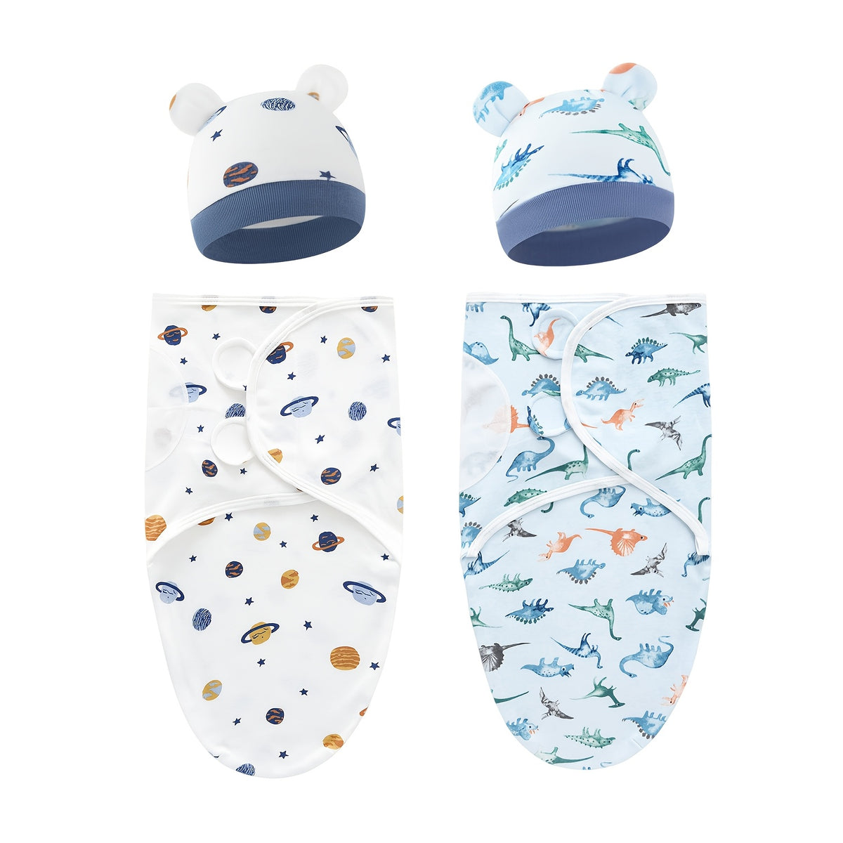 Newborn Blanket and Hat Set for 0 to 3 Months, Coordinated Baby Wrap and Cap in Multiple Color and Print Styles for Coming-Home Photos and Gifting